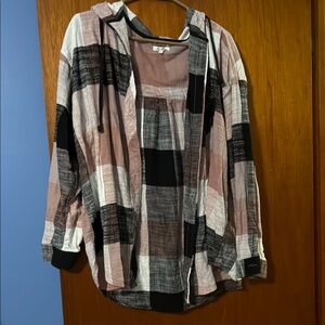 Plaid Hooded Shirt Jacket Maurice’s 1x